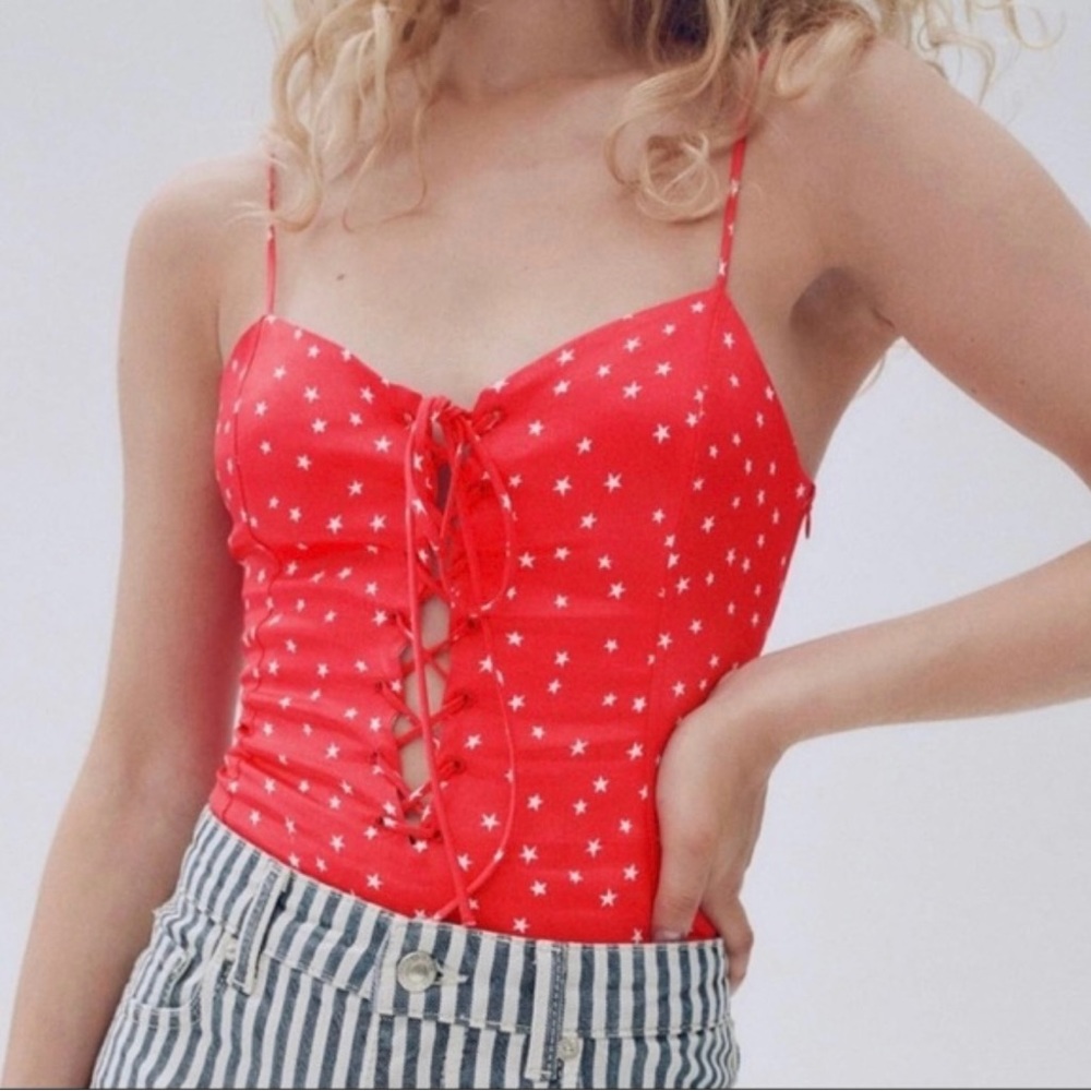 ❤️ Zara Red with white Stars Bodysuit